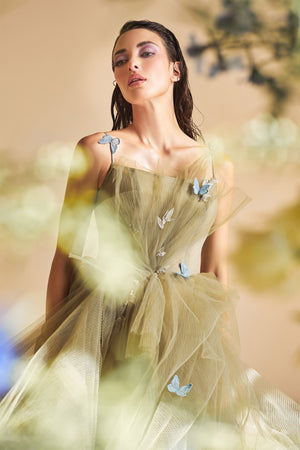 Andrea & Leo Butterfly Appliques Layered Tulle Ball Gown A1113