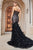 Andrea & Leo A1116 Floral Print Feather Embellishment Mermaid Gown