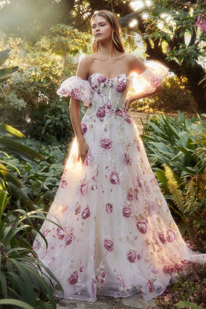 Strapless  Organza Peony Gown Andrea & Leo Couture A1133