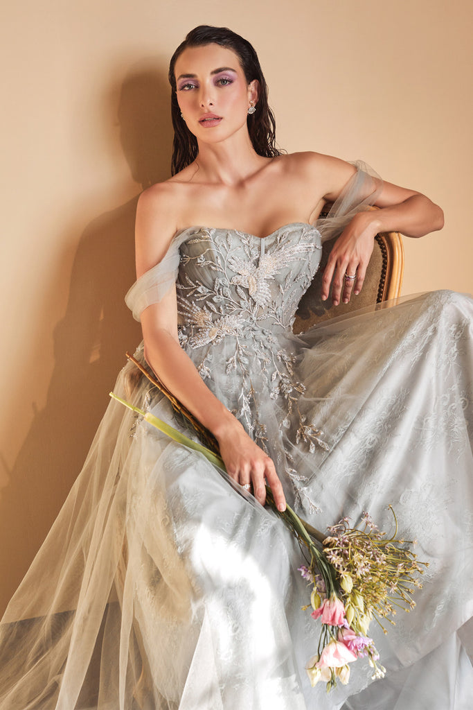Andrea & Leo A1149 Off the Shoulders Birds of Romance A-line Gown