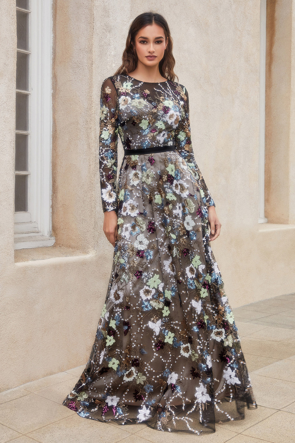 ANDREA & LEO - A1191 - ALICIA FLORAL EMBROIDERY GOWN