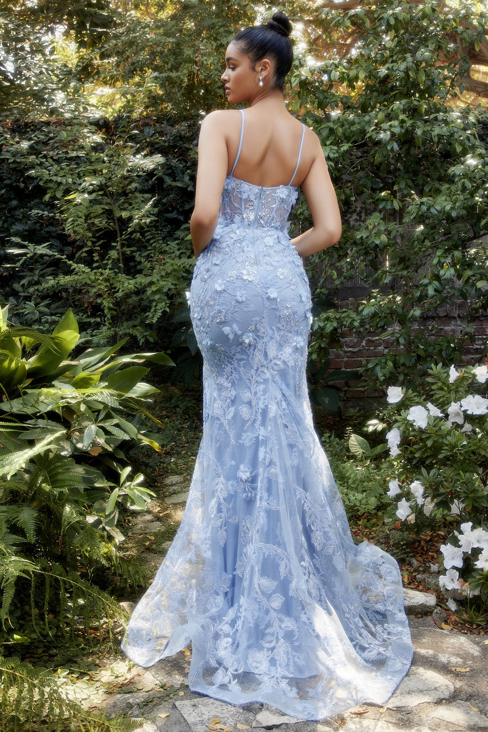 Andrea & Leo Sweetheart Neckline Opal Butterfly Appliques Gown A1213 4 / Blue