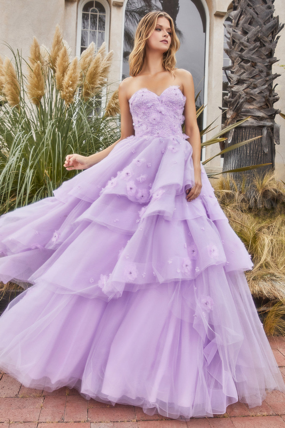 Lavender Stone, Beads and Sequins work Bridal Gown with Pleated Dupatt –  Seasons Chennai