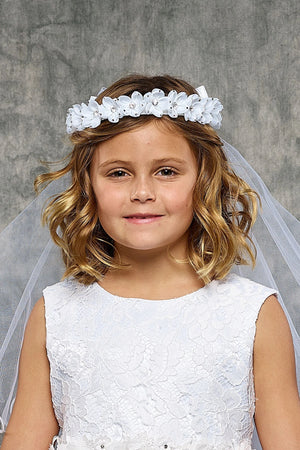 Gem Flower Crown Veil First Communion Flower Girl Accessories Style 027