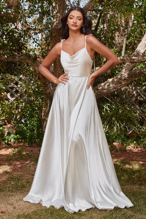 Cowl-Neckline A-line Slit Wedding Gown BD104W