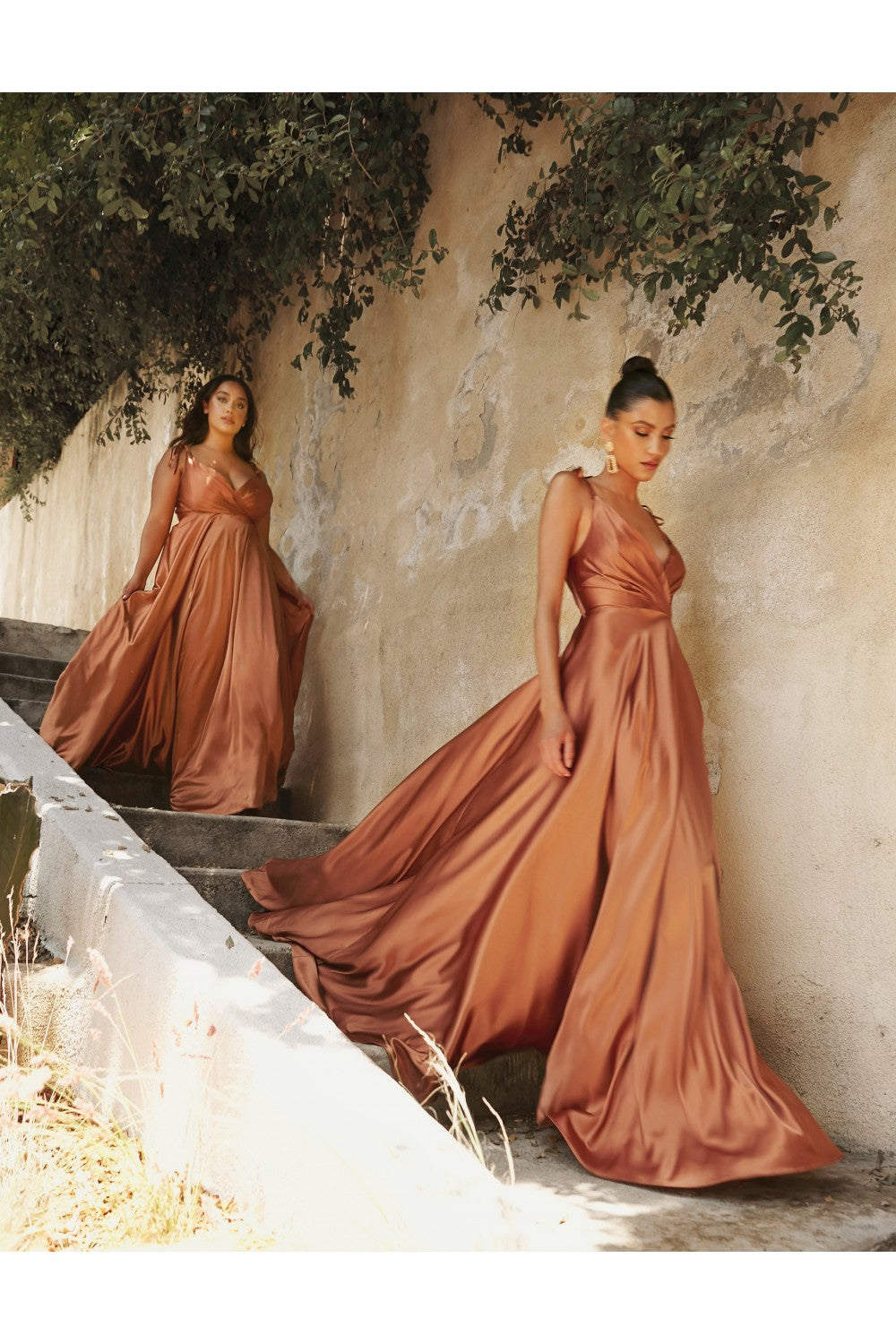 Flowy Satin V-neckline A-line Emerald Bridesmaids or Evening Gown BD10 – Sparkly Gowns