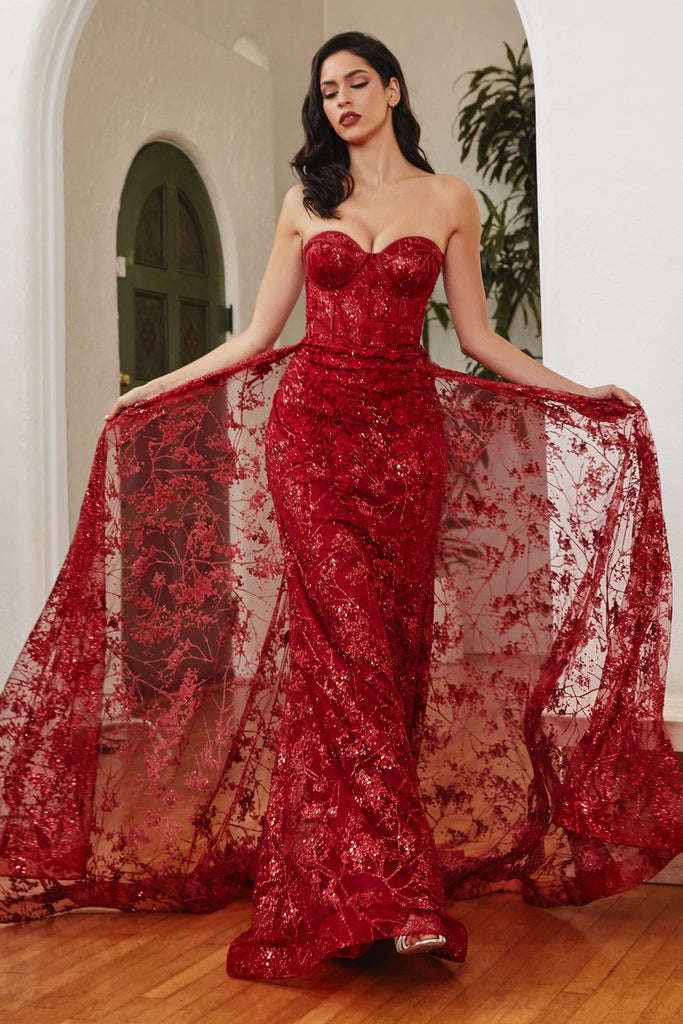 Glitter Fitted and Overskirt  Gown CB046  by La Divine
