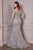 Curves Fitted Long Sleeves Feathers Glitter Evening Dress Cinderella Divine CB090C