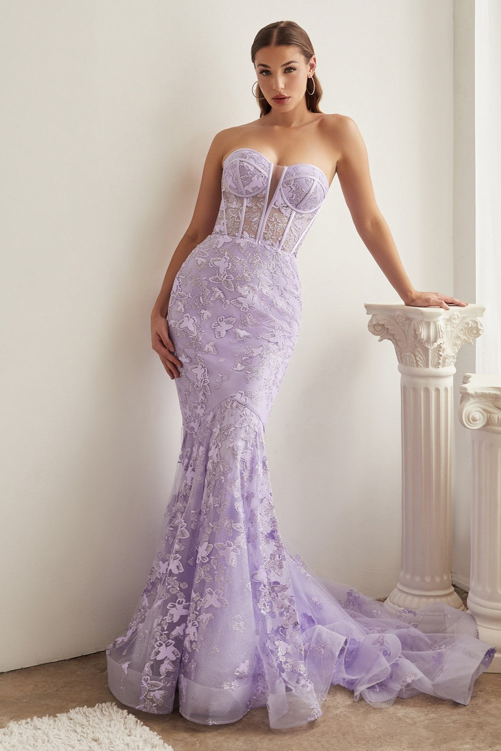 Strapless Butterfly Print Embellishment Mermaid Gown CB099 Sparkly Gowns Strapless Butterfly Print Embellishment Mermaid Gown CB099 Sparkly Gowns