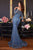 Off the Shoulders Diamond Print Embellishment Gown CB118