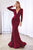 Fitted Jersey Long Sleeves Open Back Smoky-Blue Evening Gown CD0168