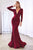 Fitted Jersey Long Sleeves Open Back Dusty-Rose Evening Gown CD0168
