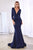 Fitted Jersey Long Sleeves Open Back Dusty-Rose Evening Gown CD0168