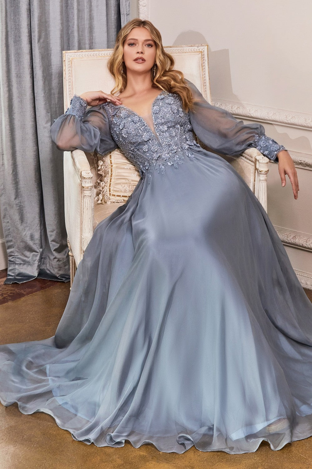 Classy Long Sleeves Chiffon Evening Dress CD0183 Sparkly Gowns Classy Long Sleeves Chiffon Evening Dress CD0183 Sparkly Gowns