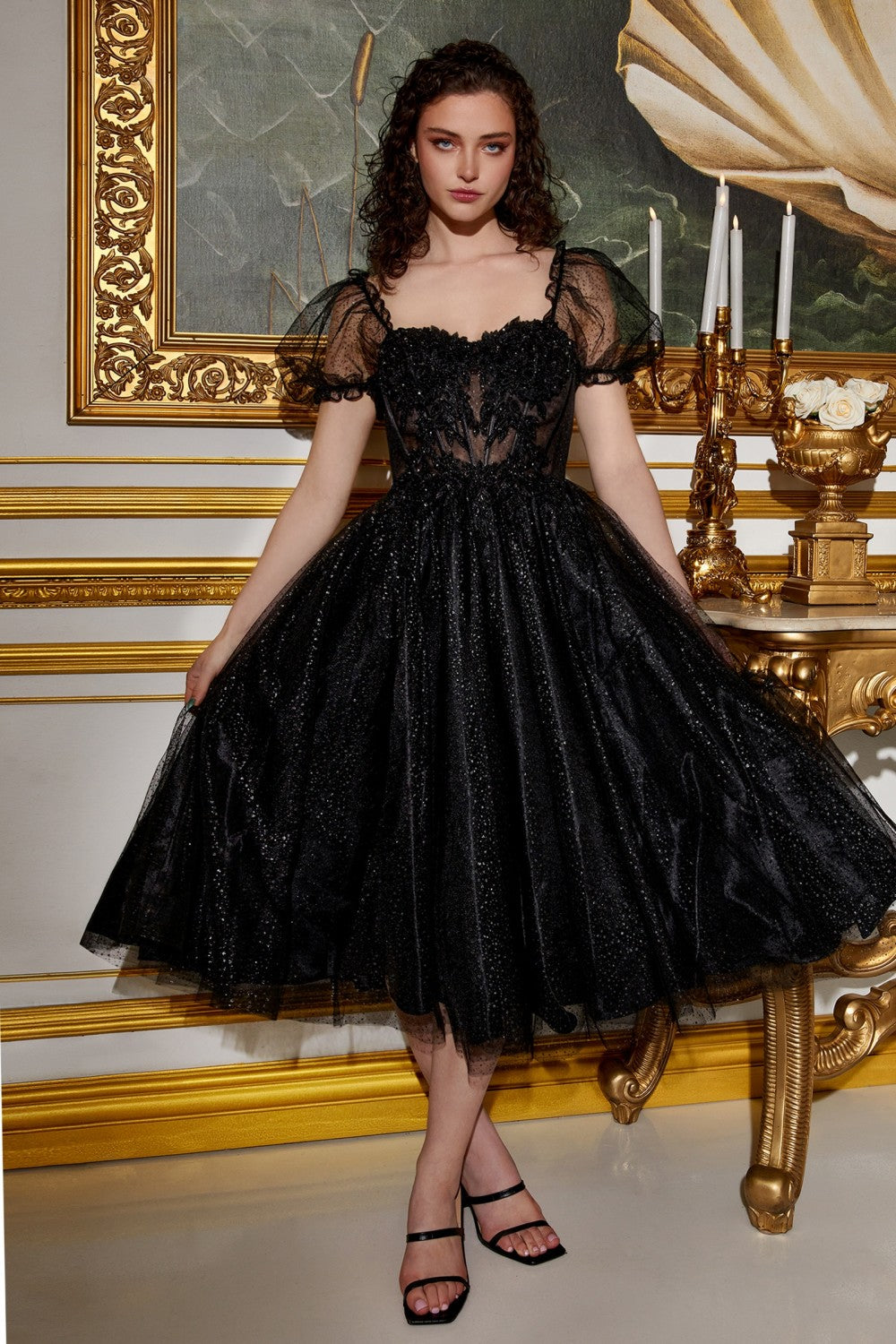 Corset Floral Embellished Sweetheart Neckline Cocktail Dress CD0187 S / Black Corset Floral Embellished Sweetheart Neckline Cocktail Dress CD0187 S / Black