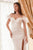 Sequin & Feather Embellishment Off the Shoulder Bridal Gown CD0207W