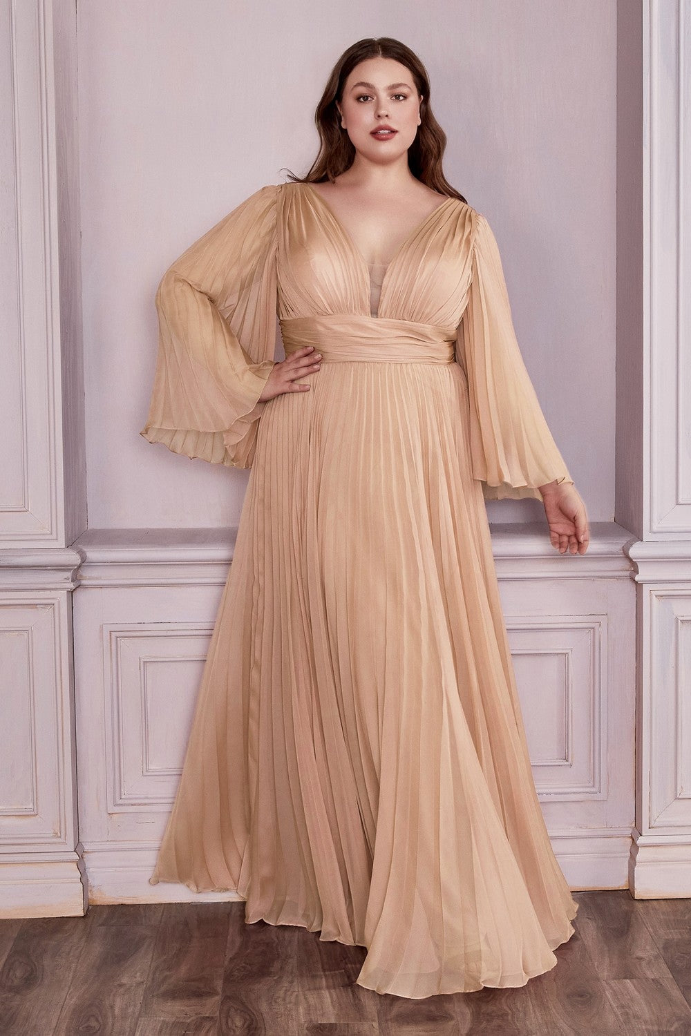 Women's Crepe Bell Sleeve Floor Length Anarkali Maxi Gown