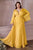 Curves Pleated Long Bell Sleeves Gown CD242C