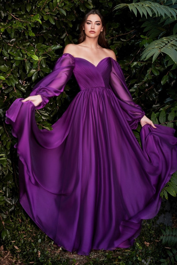 Long Sleeves Chiffon A-line Gown CD243