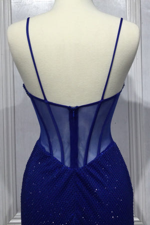 Vestido de fiesta con adornos de diamantes de imitación y corsé transparente CD267