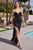 Sequins Draped Shoulder Sleeves Evening Dress CD290