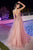 Plunging Neckline Embroidered Appliques Tulle Gown CD874