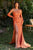 Curves Stretch Satin Long Gown with Gloves CD979C