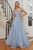 Plunging Neckline Beaded Embellishment Long A-Line Gown CD994
