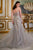 Plunging Neckline Beaded Embellishment Long A-Line Gown CD994