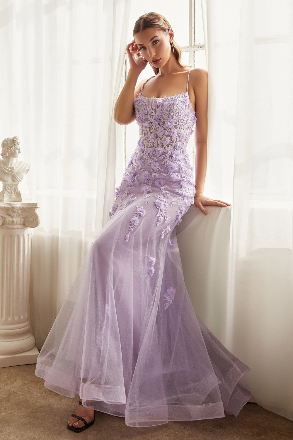 Floral Embellishment Tulle Prom Gown CD995 Sparkly Gowns Floral Embellishment Tulle Prom Gown CD995 Sparkly Gowns