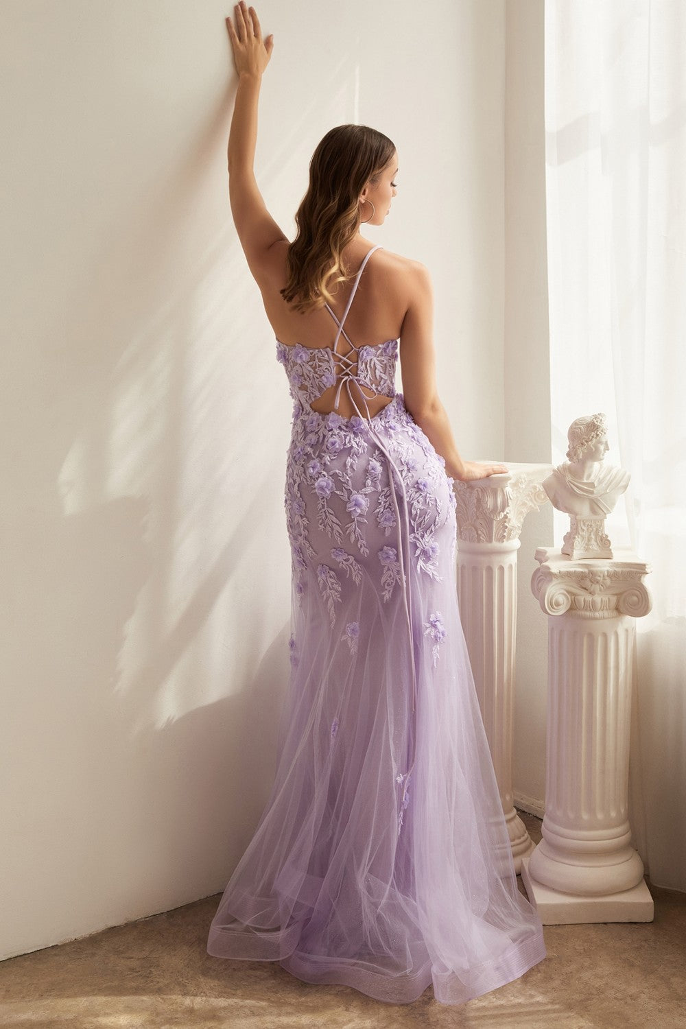 Floral Embellishment Tulle Prom Gown CD995 – Sparkly Gowns Floral Embellishment Tulle Prom Gown CD995 – Sparkly Gowns