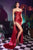 Asymmetrical  Skirt Fitted Satin   Evening Gown CDS411
