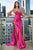 Asymmetrical  Skirt Fitted Satin   Evening Gown CDS411