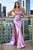 Asymmetrical  Skirt Fitted Satin   Evening Gown CDS411