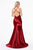 Fitted Stretch Satin Gathered Waistband Gold Evening Gown CH236G