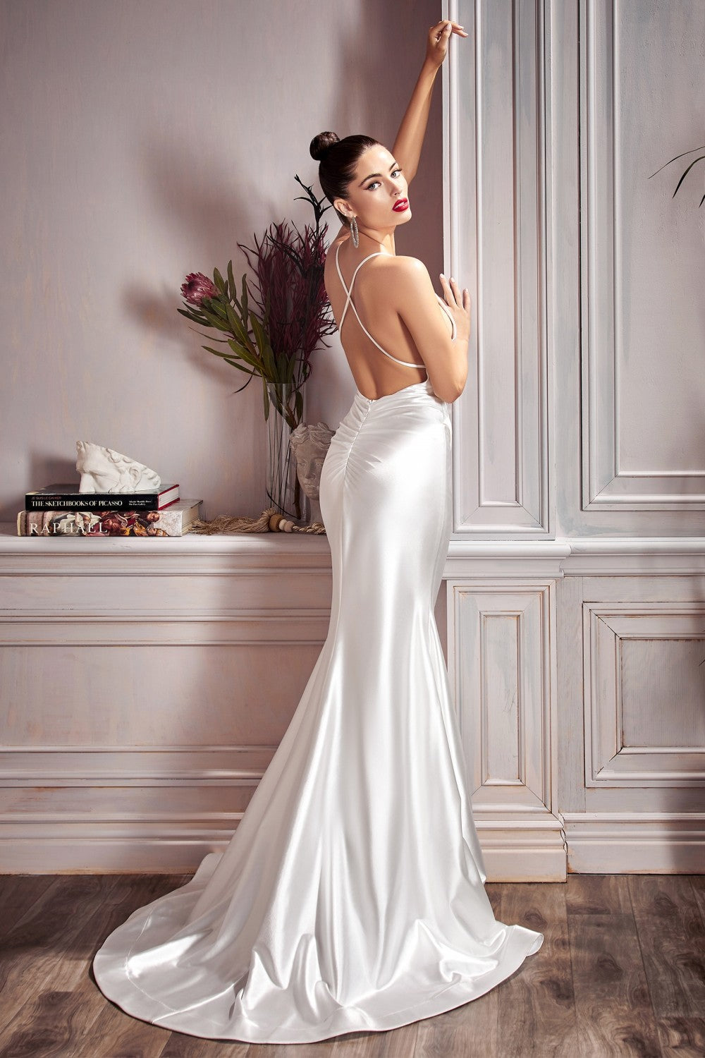Fitted Stretch Satin Off-White Simple Wedding Gown CH236W Sparkly Gowns Fitted Stretch Satin Off-White Simple Wedding Gown CH236W Sparkly Gowns