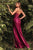 Lace & Satin Plunging Neckline Evening Gown CM318