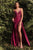 Lace & Satin Plunging Neckline Evening Gown CM318