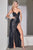 Lace & Satin Plunging Neckline Evening Gown CM318