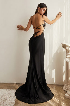 Butterfly Motif Neckline Prom Gown CM330
