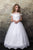 Cap Sleeves Scalloped Hemline Satin and Tulle Skirt  Communion Flower Girl Gown 303