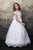 Cap Sleeves Scalloped Hemline Satin and Tulle Skirt  Communion Flower Girl Gown 303