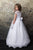 Cap Sleeves Scalloped Hemline Satin and Tulle Skirt  Communion Flower Girl Gown 303