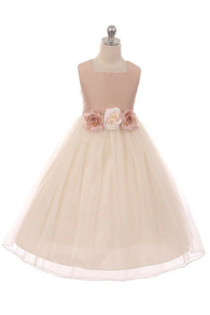 Poly Silk Two-Colors Dress Flower Girl Dress 428