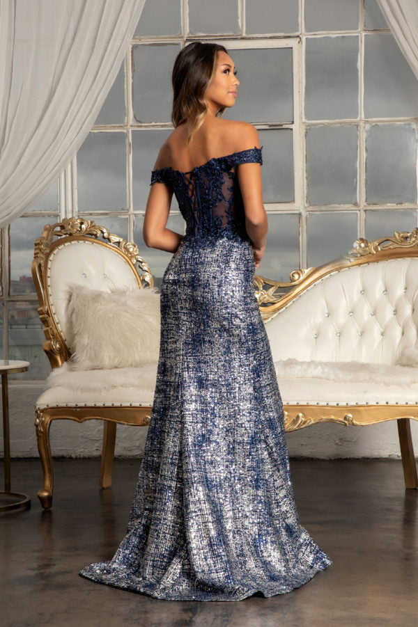Off-Shoulder Sequin Mermaid Long Evening Gown GL3024 XL / Green Off-Shoulder Sequin Mermaid Long Evening Gown GL3024 XL / Green