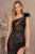 Feather on Shoulder Sequin Embellishment Mermaid Prom Gown GL3129