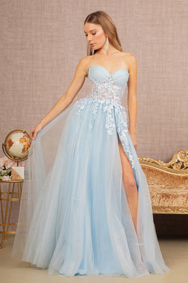Strapless Embroidered Appliques Glitter Long A-line Gown GL3153 Sparkly Gowns Strapless Embroidered Appliques Glitter Long A-line Gown GL3153 Sparkly Gowns