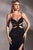 Sleeveless Rhinestones Embellishment Black Evening Gown HT117