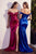 Off the Shoulders Beaded Embellishment Satin Gown HT119