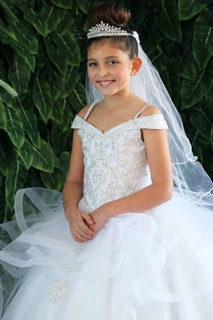 Rhinestone tiara with  Veil First Communion Flower Girl Accessories Style  MV0164